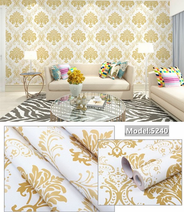 decal cuộn họa tiết vàng