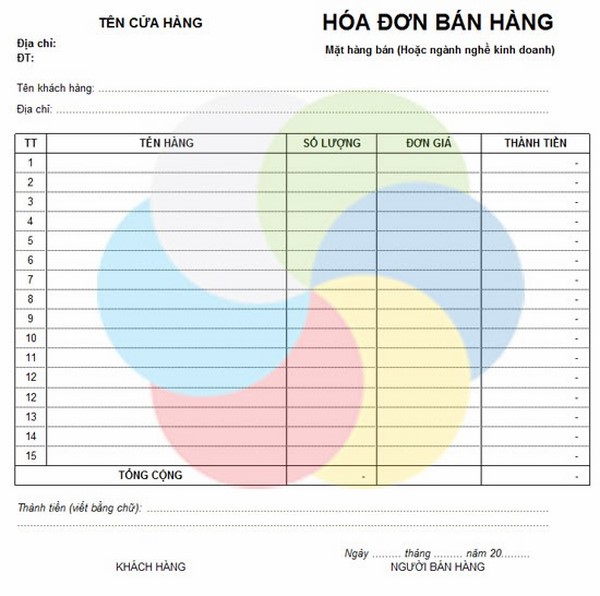 hoá đơn bán hàng thông thường