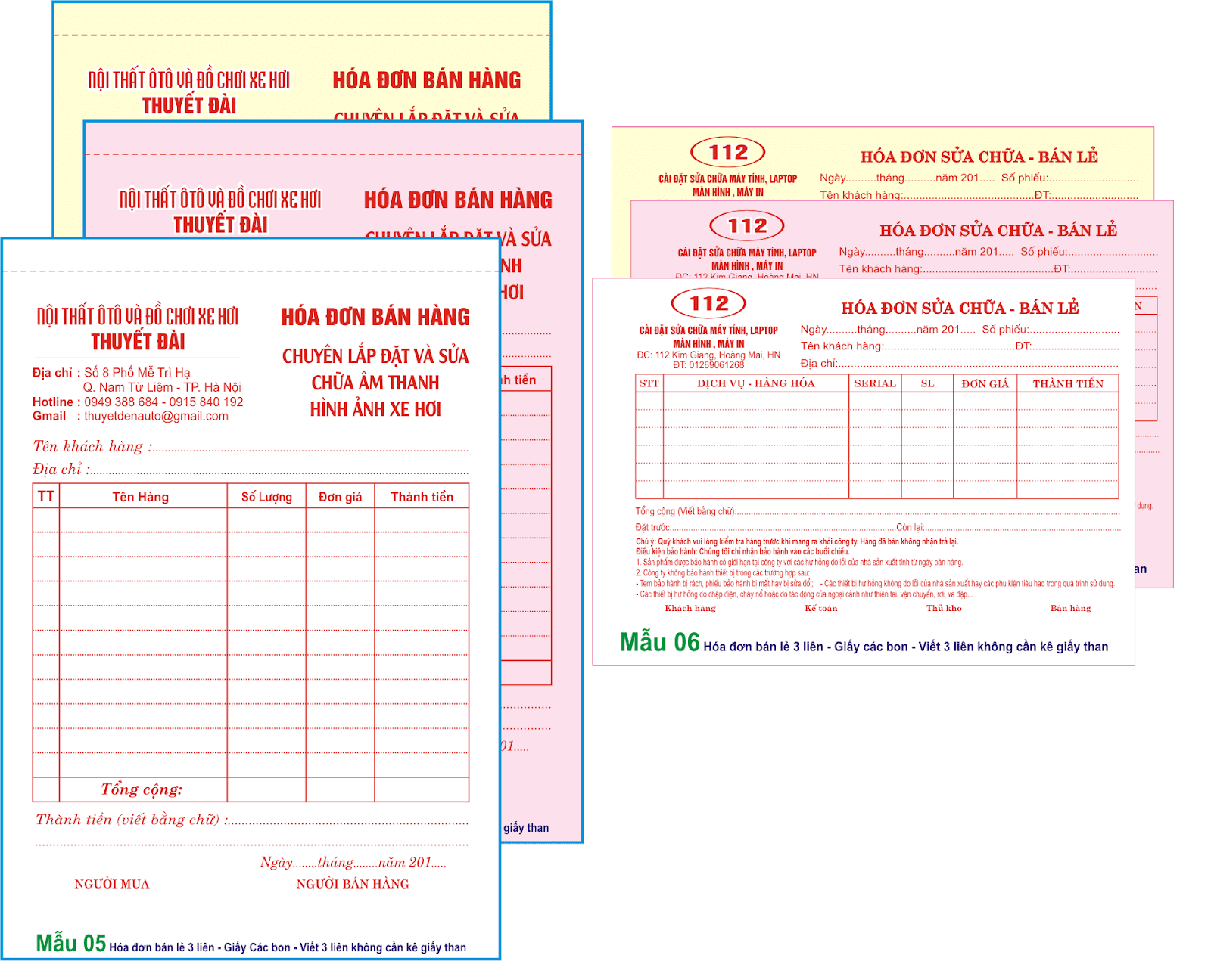 mẫu giấy hóa đơn bán hàng