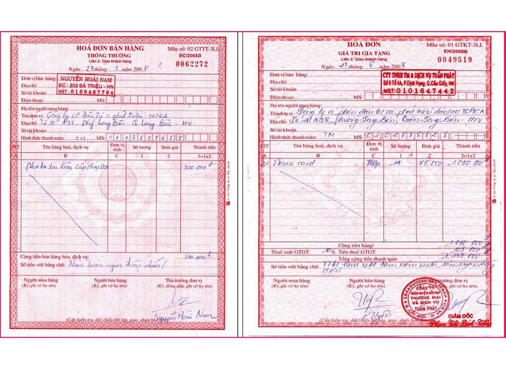 mẫu giấy hóa đơn bán hàng