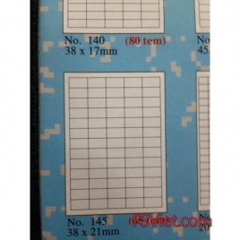 Giấy tomy a4 65 tem 38x 21mm mẫu 145