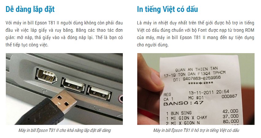 Máy in hóa đơn Epson TM-T81 chính hãng